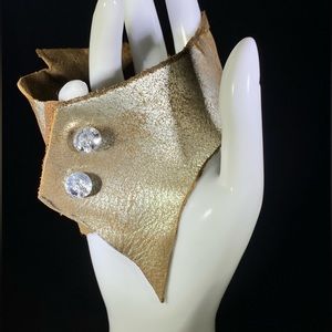 Gold Leather Cuff Bracelet